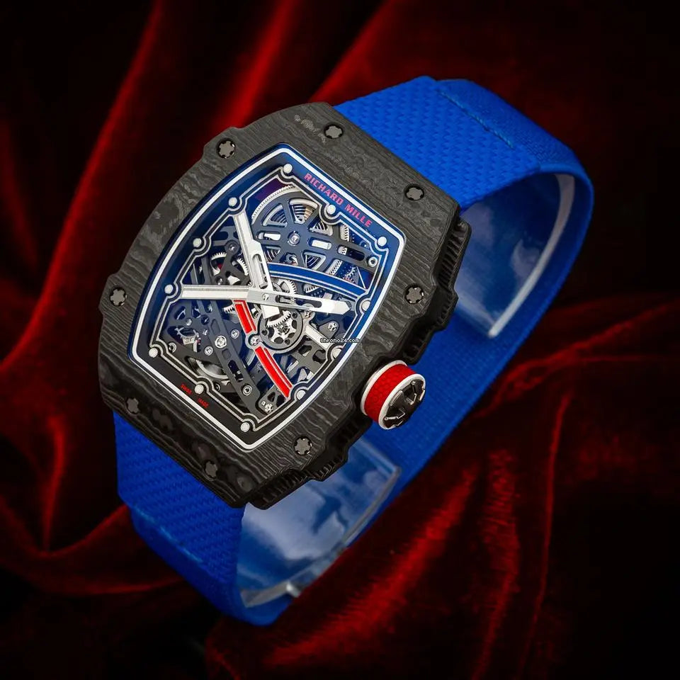 Richard Mille Inspired Skeleton Watch – Blue Fabric Strap | GreatIndiaCart greatindiacart.com