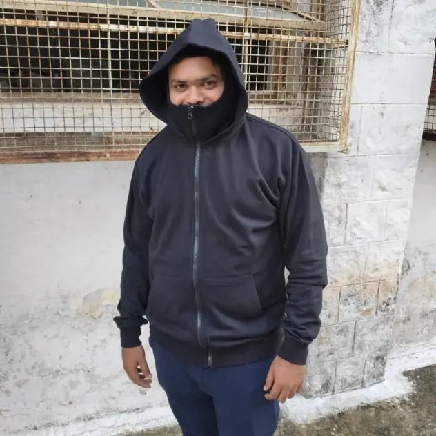 Men's Full Sleeves Zipper Hoodie with Mask tmm1q6-kd