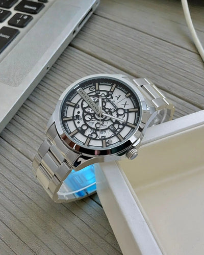 Armani Exchange Skeleton Dial Men’s Watch – Black Bracelet | GreatIndiaCart greatindiacart.com