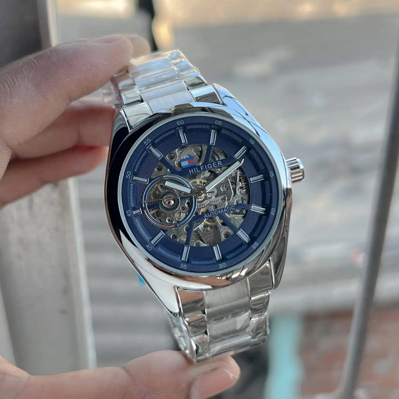 Men’s Tommy Hilfiger Style Automatic Skeleton Watch – Black Bracelet | GreatIndiaCart greatindiacart.com