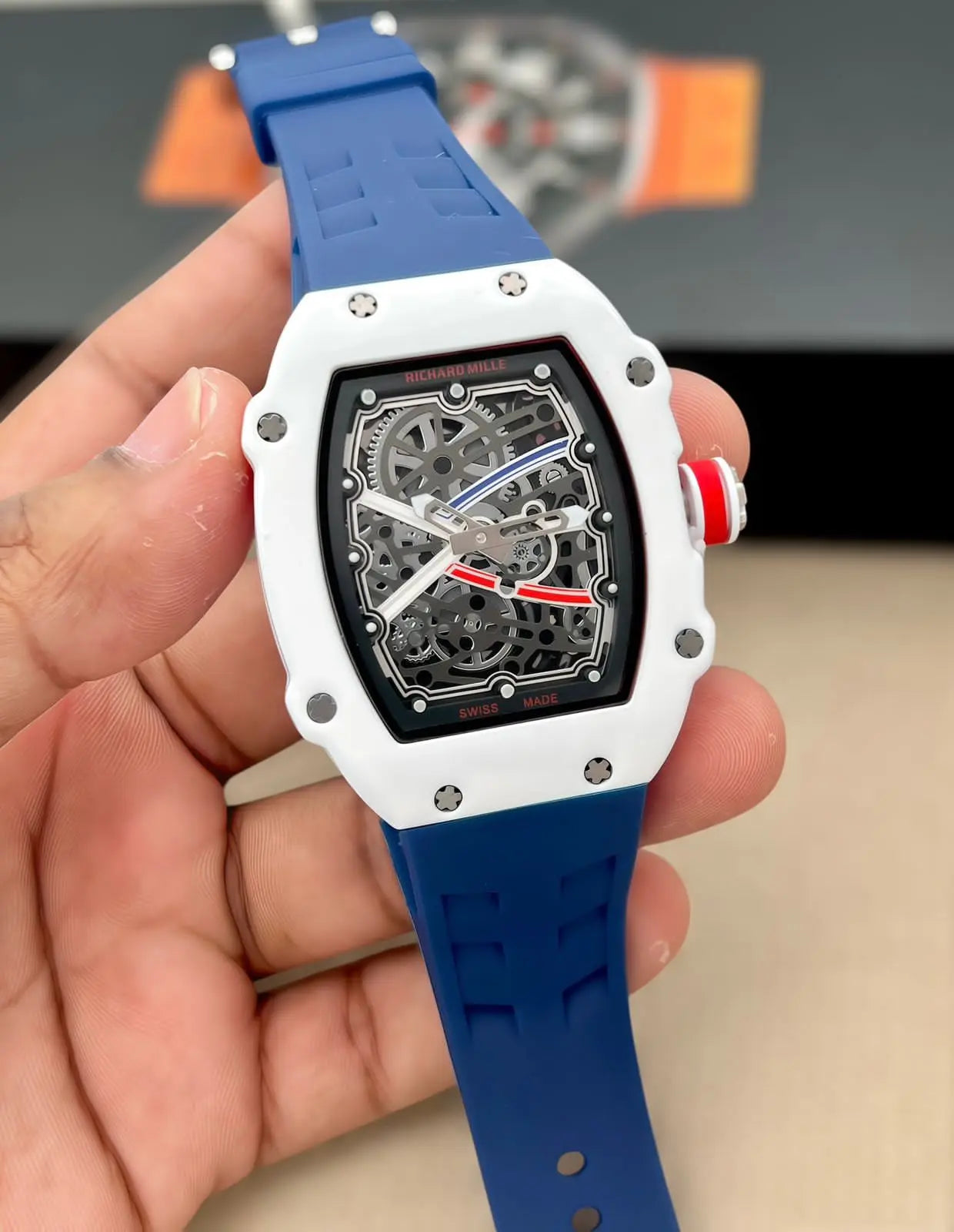 Men’s Richard Mille Skeleton Sports Watch – Black Rubber Strap | GreatIndiaCart greatindiacart.com