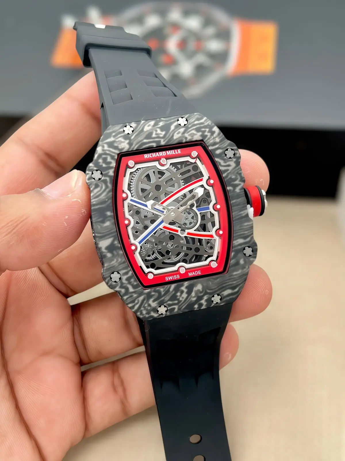 Men’s Richard Mille Skeleton Sports Watch – Black Rubber Strap | GreatIndiaCart greatindiacart.com