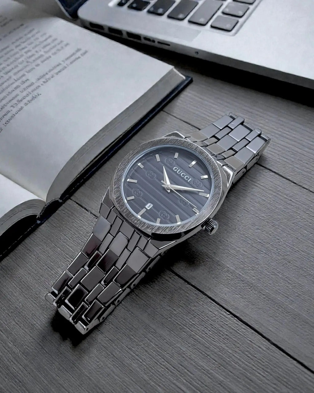 Men’s Gucci Style Luxury Stainless Steel Watch – Silver Bracelet | GreatIndiaCart greatindiacart.com
