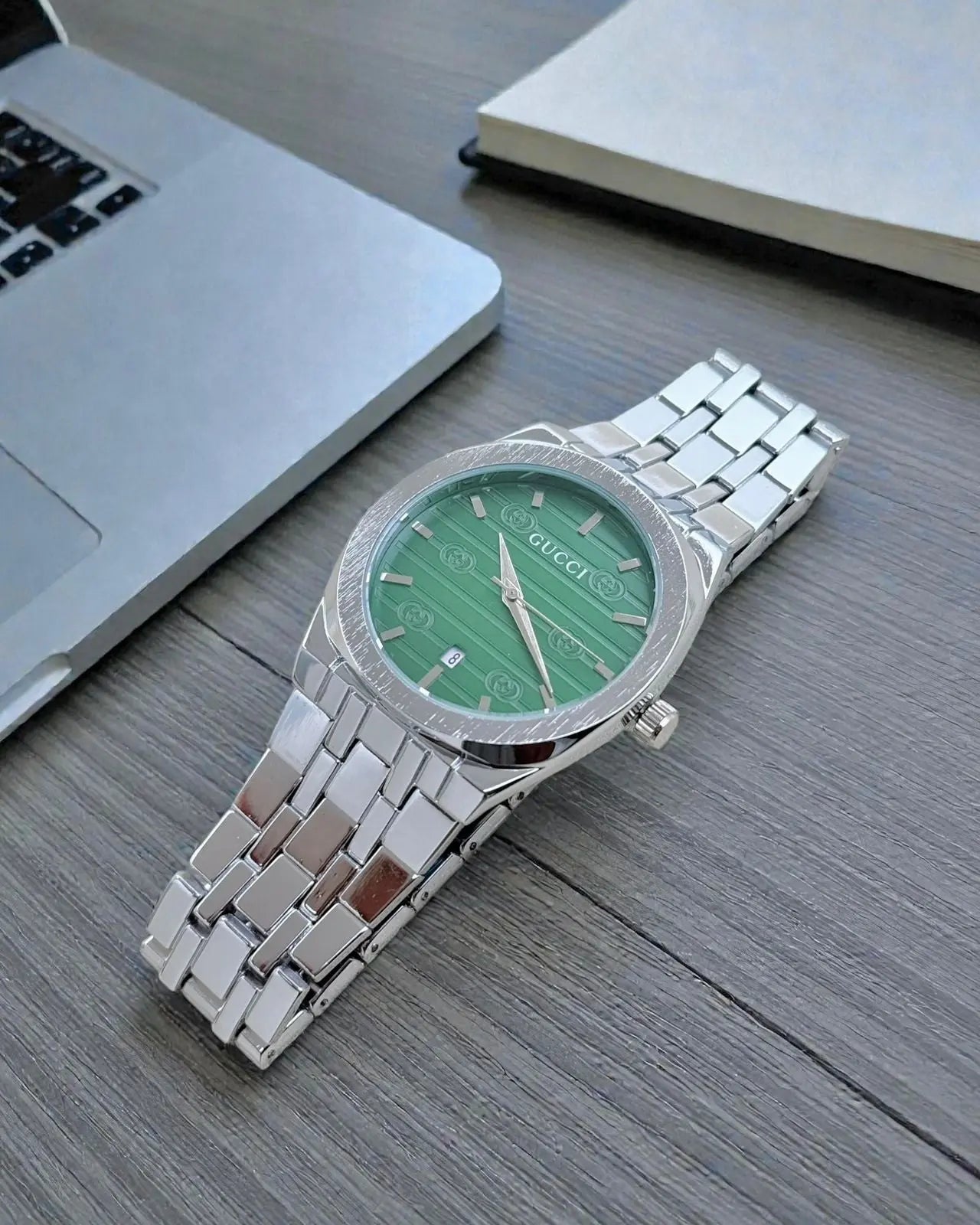 Men’s Gucci Style Luxury Stainless Steel Watch – Silver Bracelet | GreatIndiaCart greatindiacart.com