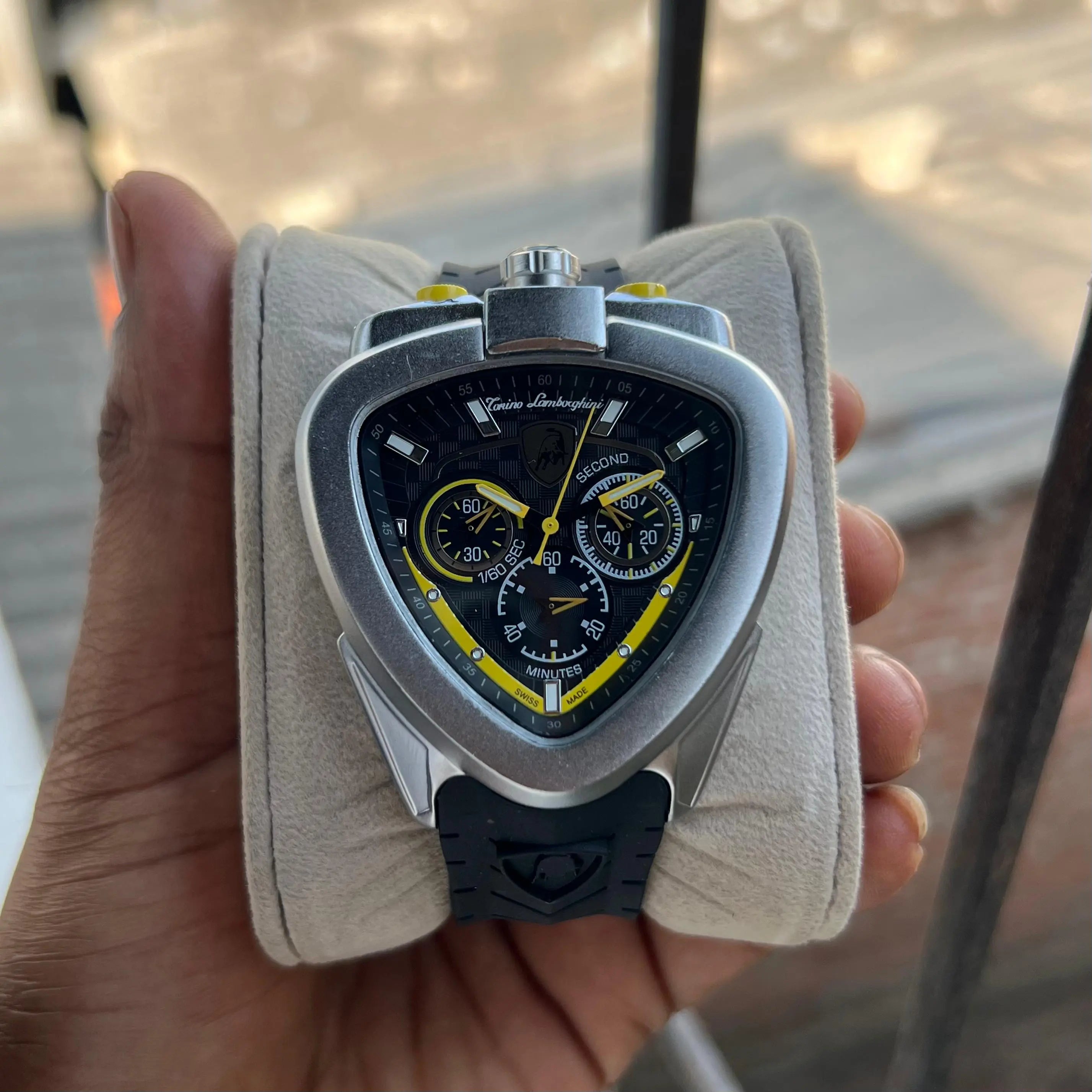 Men’s Tonino Lamborghini Yellow Sports Chronograph Watch – Triangular Dial | GreatIndiaCart greatindiacart.com