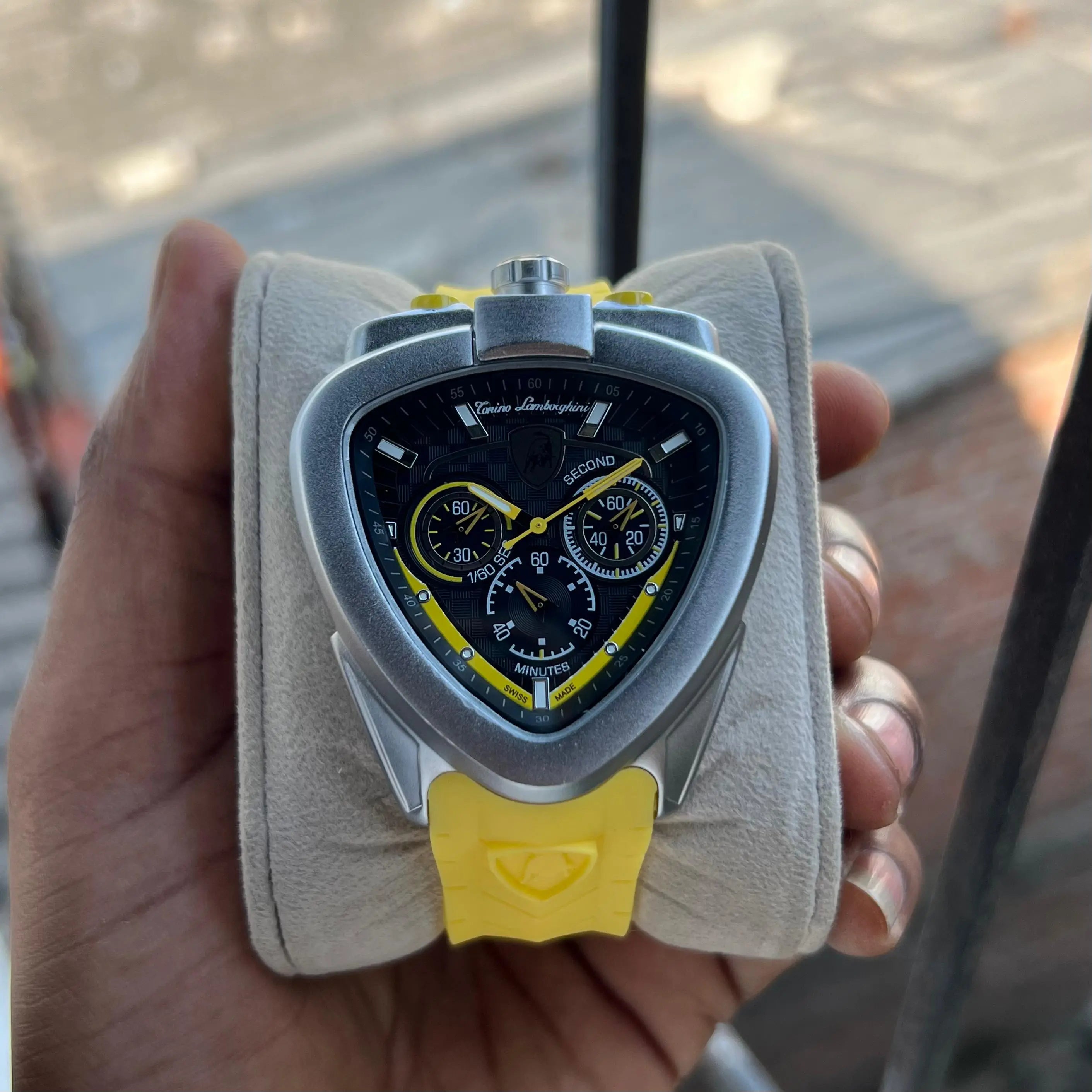 Men’s Tonino Lamborghini Yellow Sports Chronograph Watch – Triangular Dial | GreatIndiaCart greatindiacart.com
