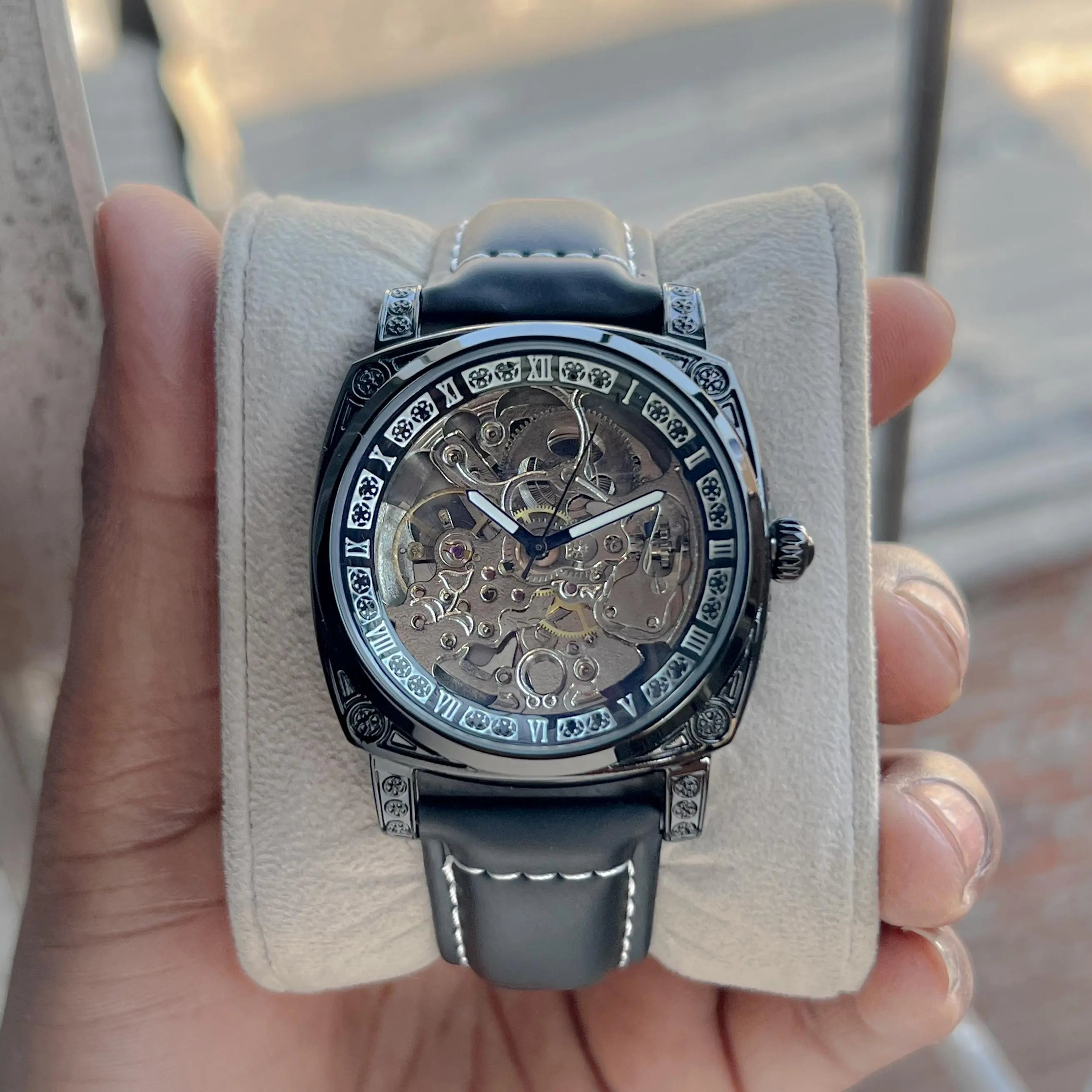 Men’s Skeleton Mechanical Watch – Brown Leather Strap | GreatIndiaCart greatindiacart.com