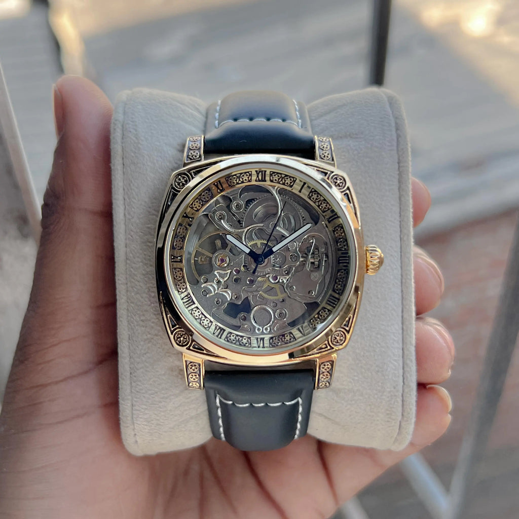 Men’s Skeleton Mechanical Watch – Brown Leather Strap | GreatIndiaCart greatindiacart.com