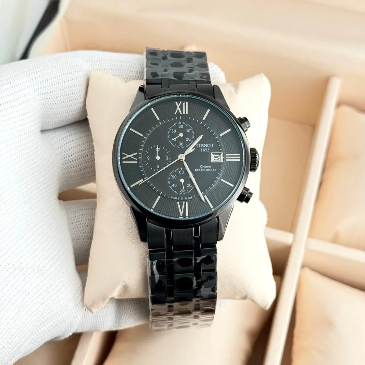 Men’s Tissot Silver & Rose Gold Chronograph Watch – White Dial | GreatIndiaCart greatindiacart.com