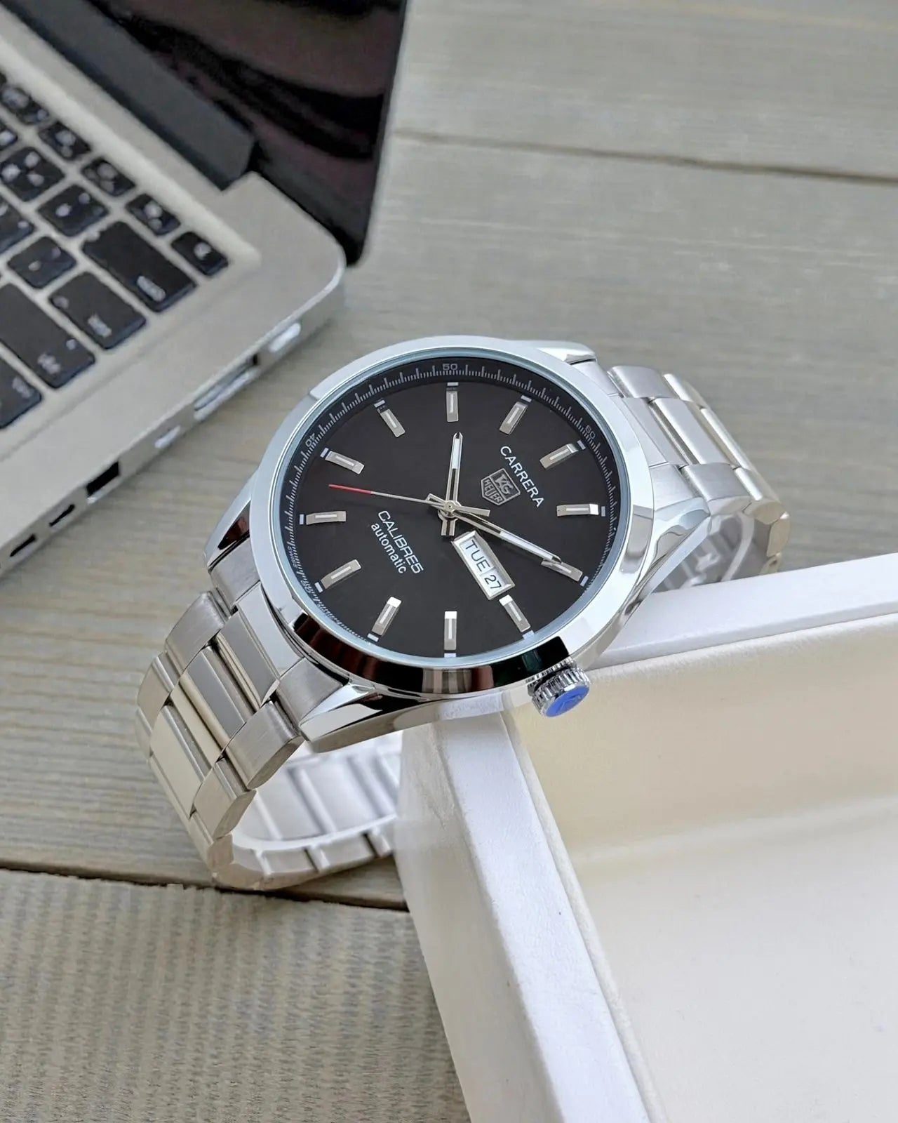 Men’s TAG Heuer Carrera Silver Automatic Watch – White Dial | GreatIndiaCart greatindiacart.com