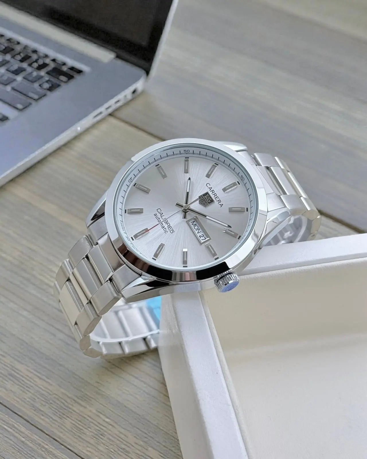 Men’s TAG Heuer Carrera Silver Automatic Watch – White Dial | GreatIndiaCart greatindiacart.com