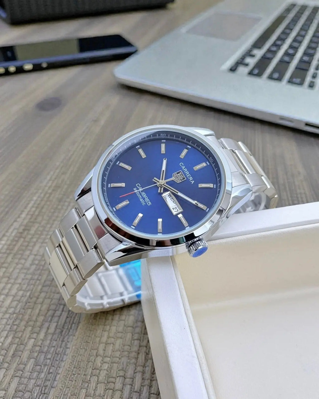 Men’s TAG Heuer Carrera Silver Automatic Watch – White Dial | GreatIndiaCart greatindiacart.com