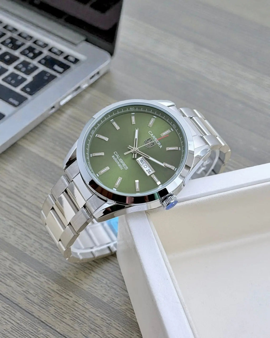 Men’s TAG Heuer Carrera Silver Automatic Watch – White Dial | GreatIndiaCart greatindiacart.com