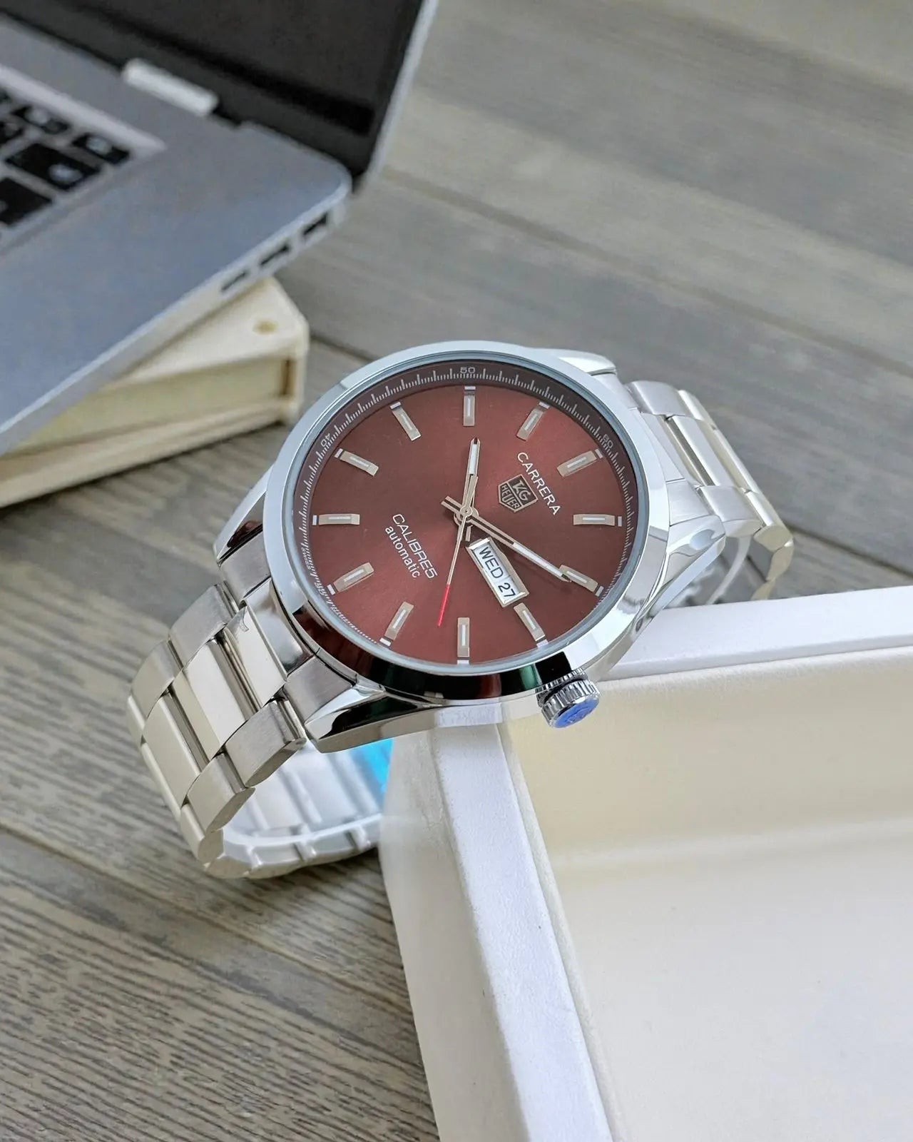 Men’s TAG Heuer Carrera Silver Automatic Watch – White Dial | GreatIndiaCart greatindiacart.com