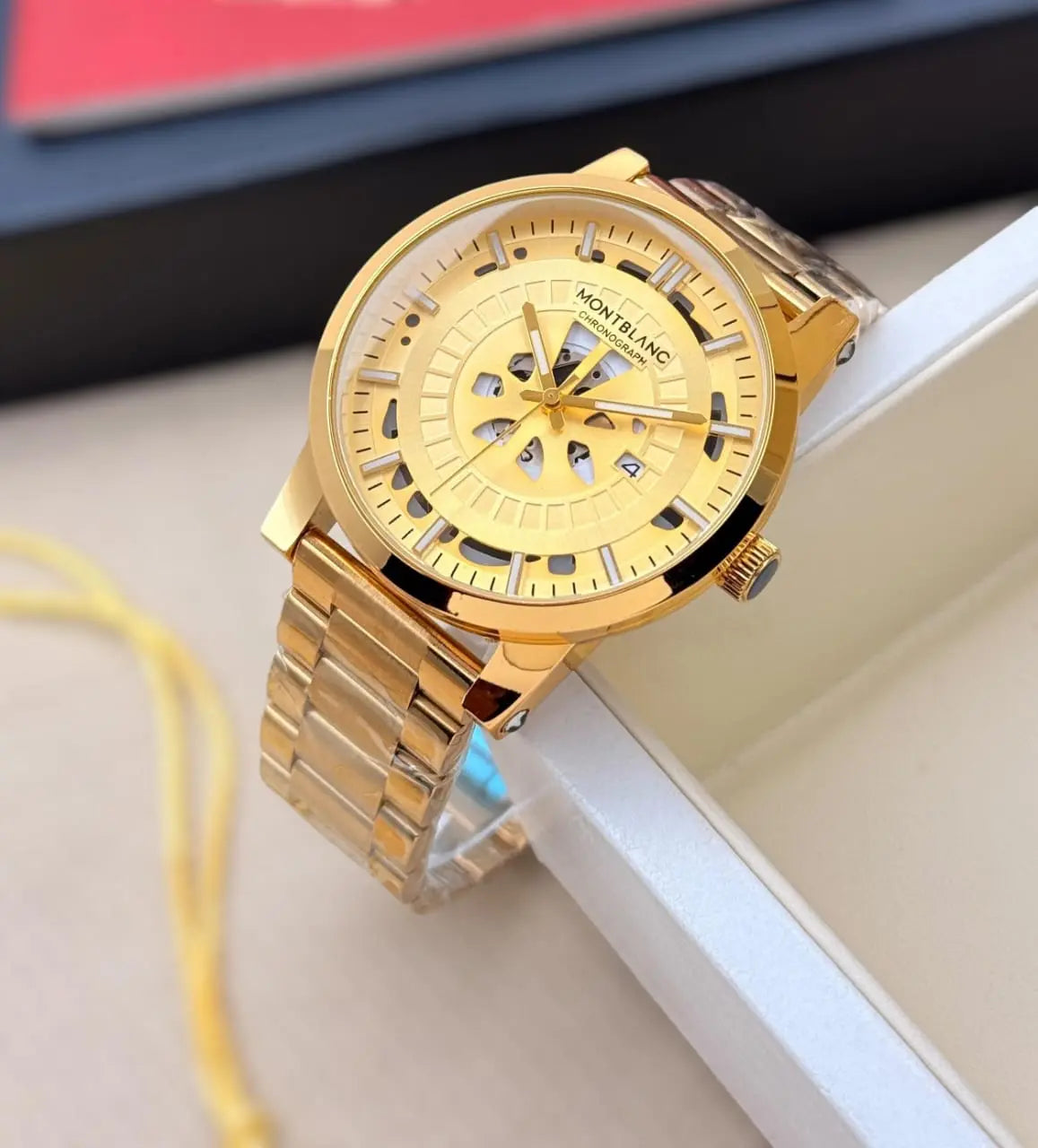 Men’s Montblanc Black Chronograph Watch – Rose Gold Markers | GreatIndiaCart greatindiacart.com