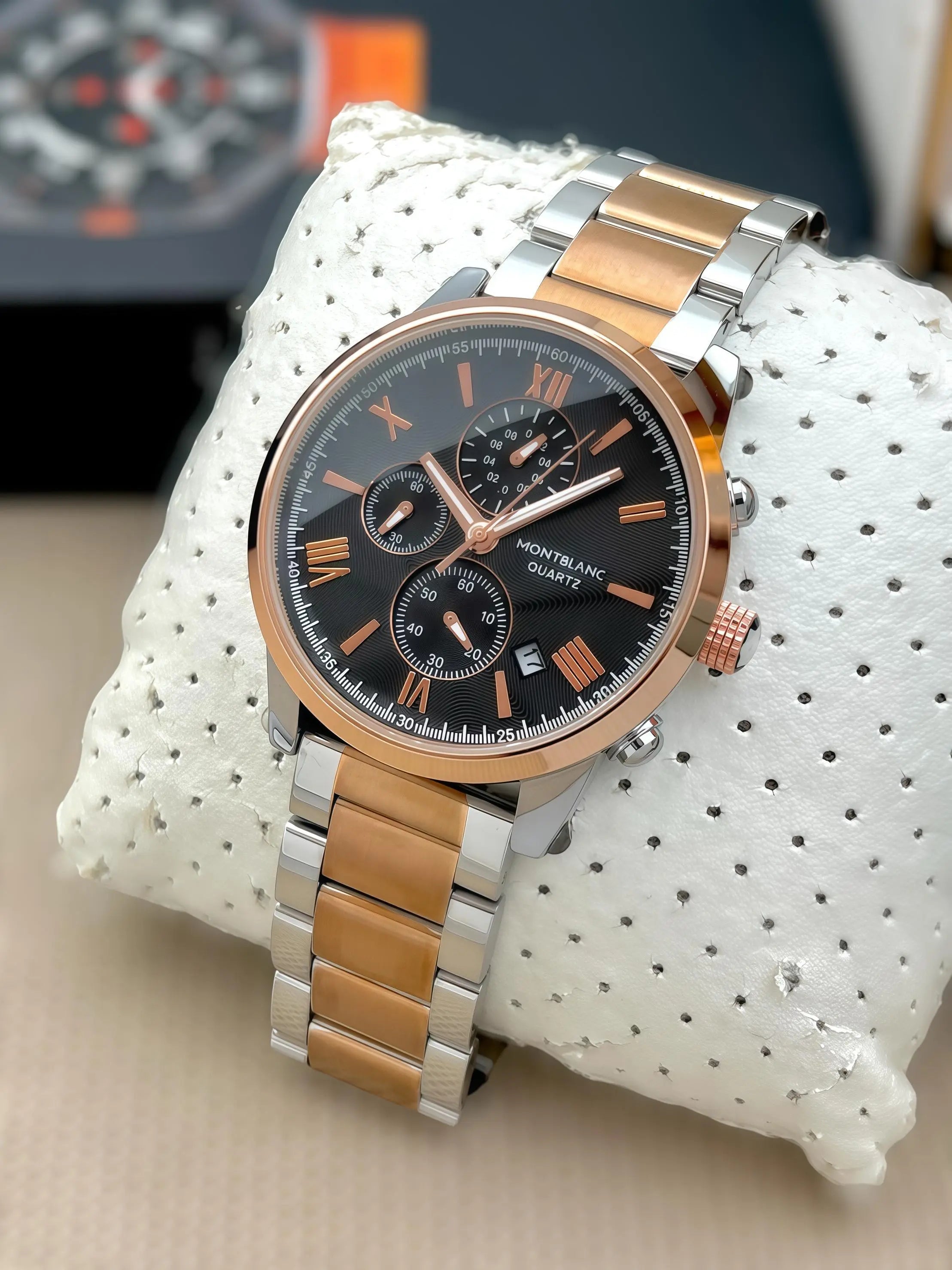 Montblanc Quartz Chronograph Men’s Watch – Silver Bracelet | GreatIndiaCart greatindiacart.com