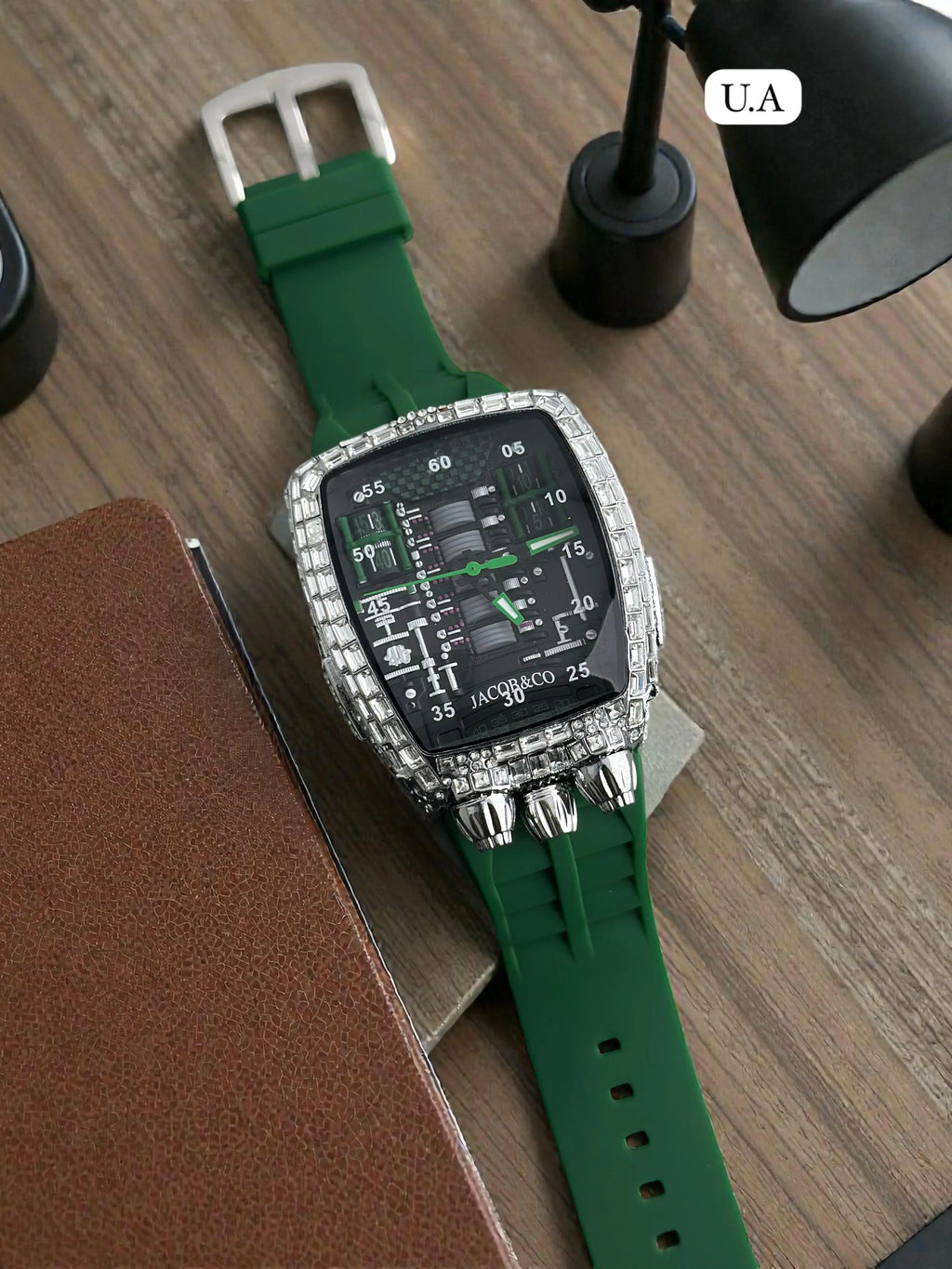 Jacob & Co Luxury Mechanical Men’s Watch – Green Rubber Strap | GreatIndiaCart greatindiacart.com