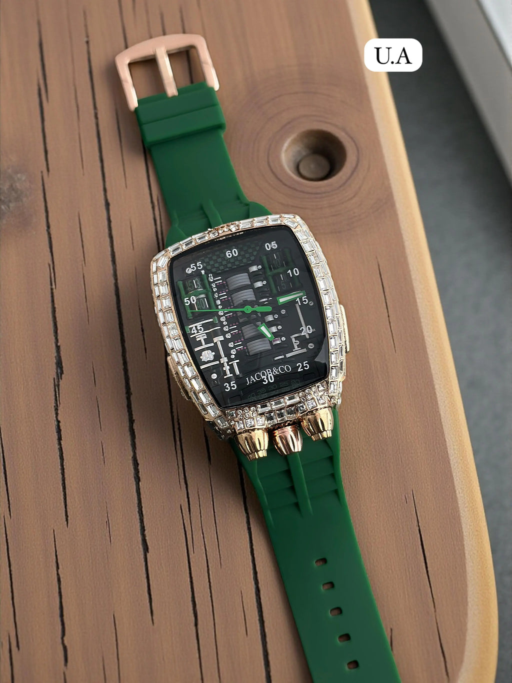 Jacob & Co Luxury Mechanical Men’s Watch – Green Rubber Strap | GreatIndiaCart greatindiacart.com