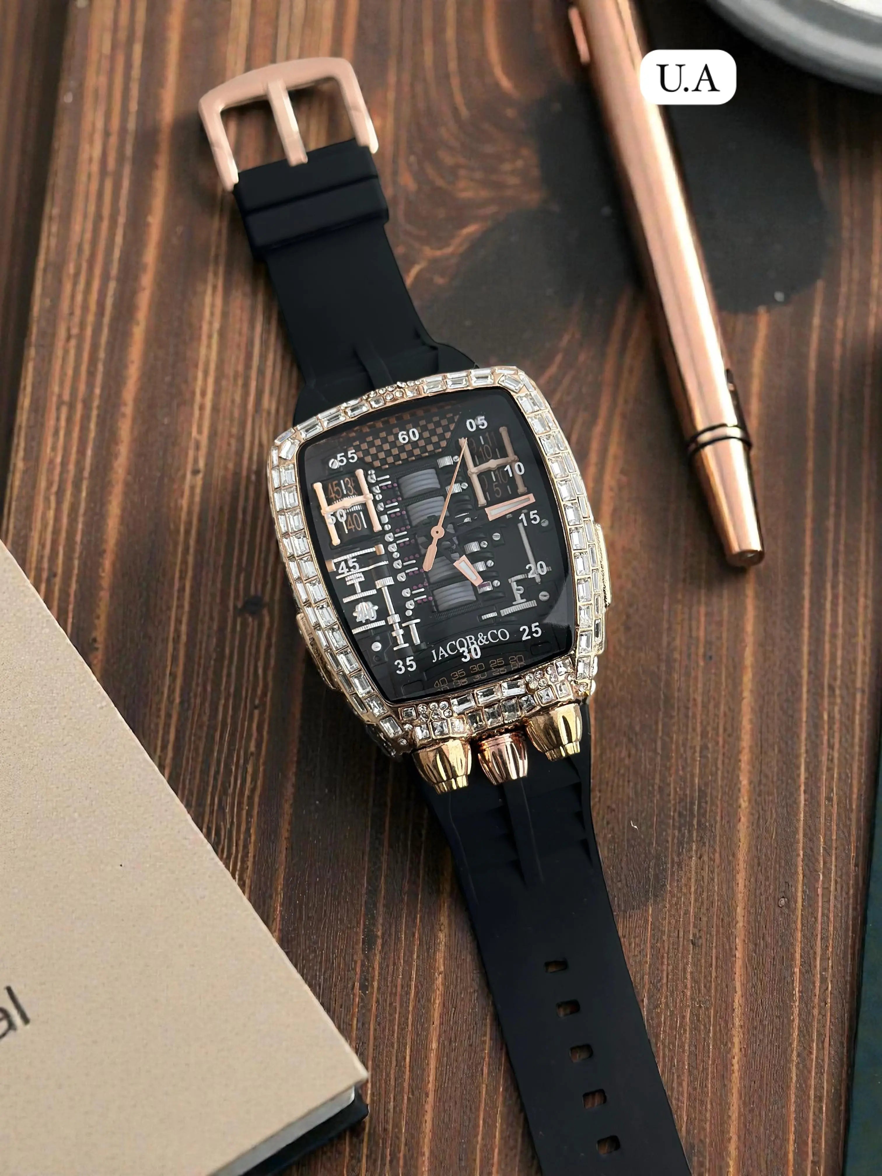 Jacob & Co Luxury Mechanical Men’s Watch – Green Rubber Strap | GreatIndiaCart greatindiacart.com