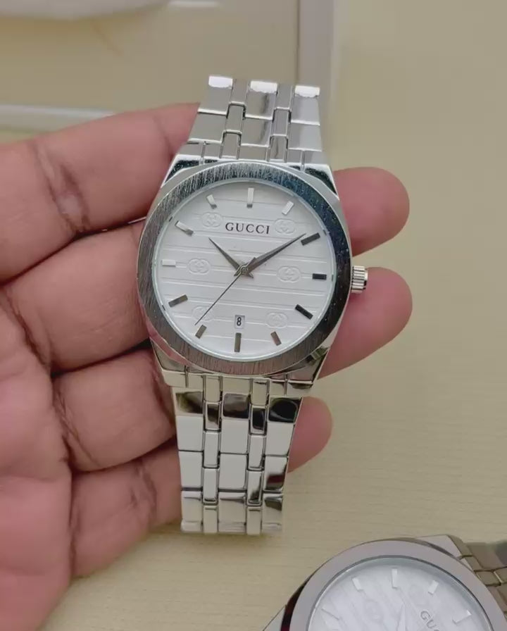 Men’s Gucci watch Style Luxury Stainless Steel Watch – Silver Bracelet | GreatIndiaCart