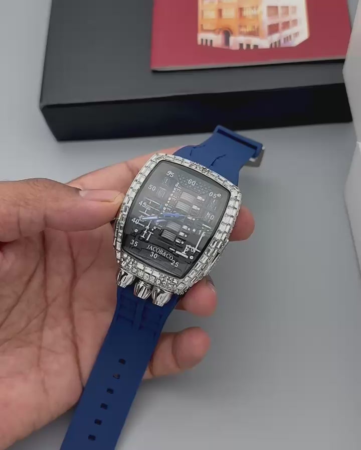 Jacob & Co Luxury Mechanical Men’s Watch – Green Rubber Strap | GreatIndiaCart