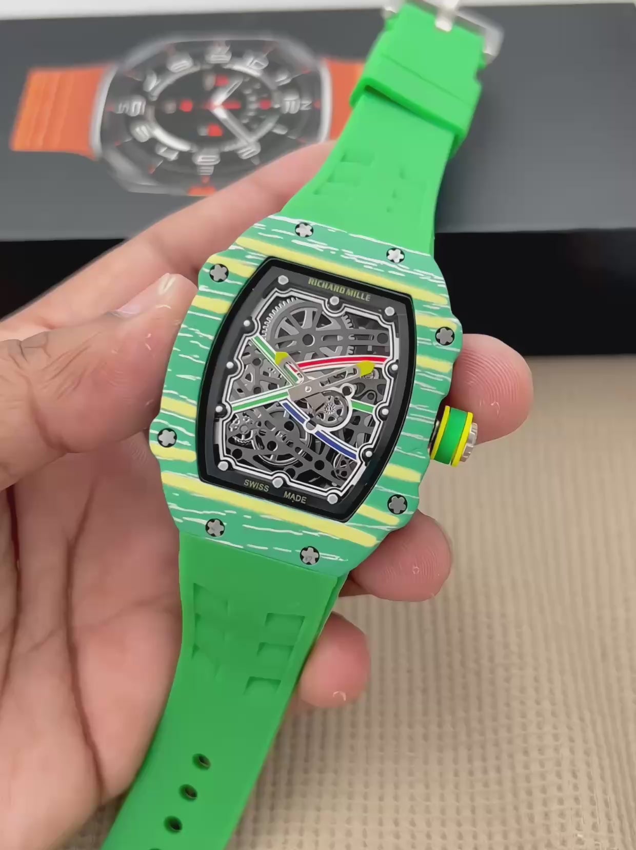 Men’s Richard Mille watch Skeleton Sports Watch – Black Rubber Strap | GreatIndiaCart