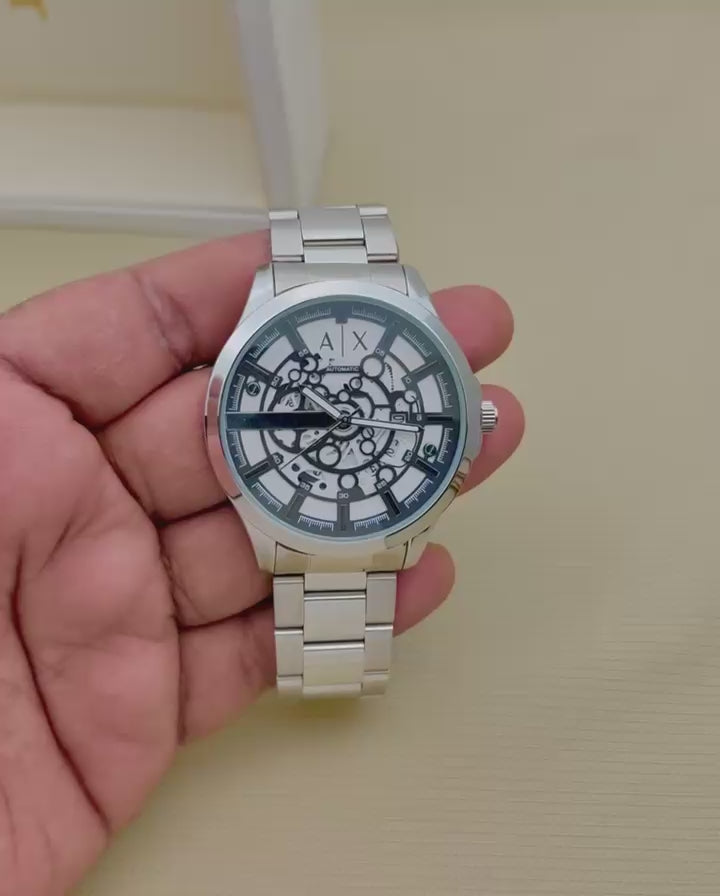 Armani Exchange watch Skeleton Dial Men’s Watch – Black Bracelet | GreatIndiaCart