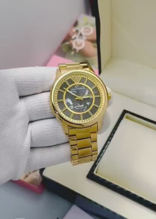 Men’s Luxury Mechanical Watch – Black Metal Strap | GreatIndiaCart